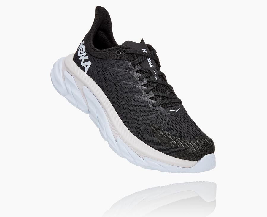 Hoka Mens Running Shoes NZ - Hoka Clifton Edge Black/White (YDZ805321)